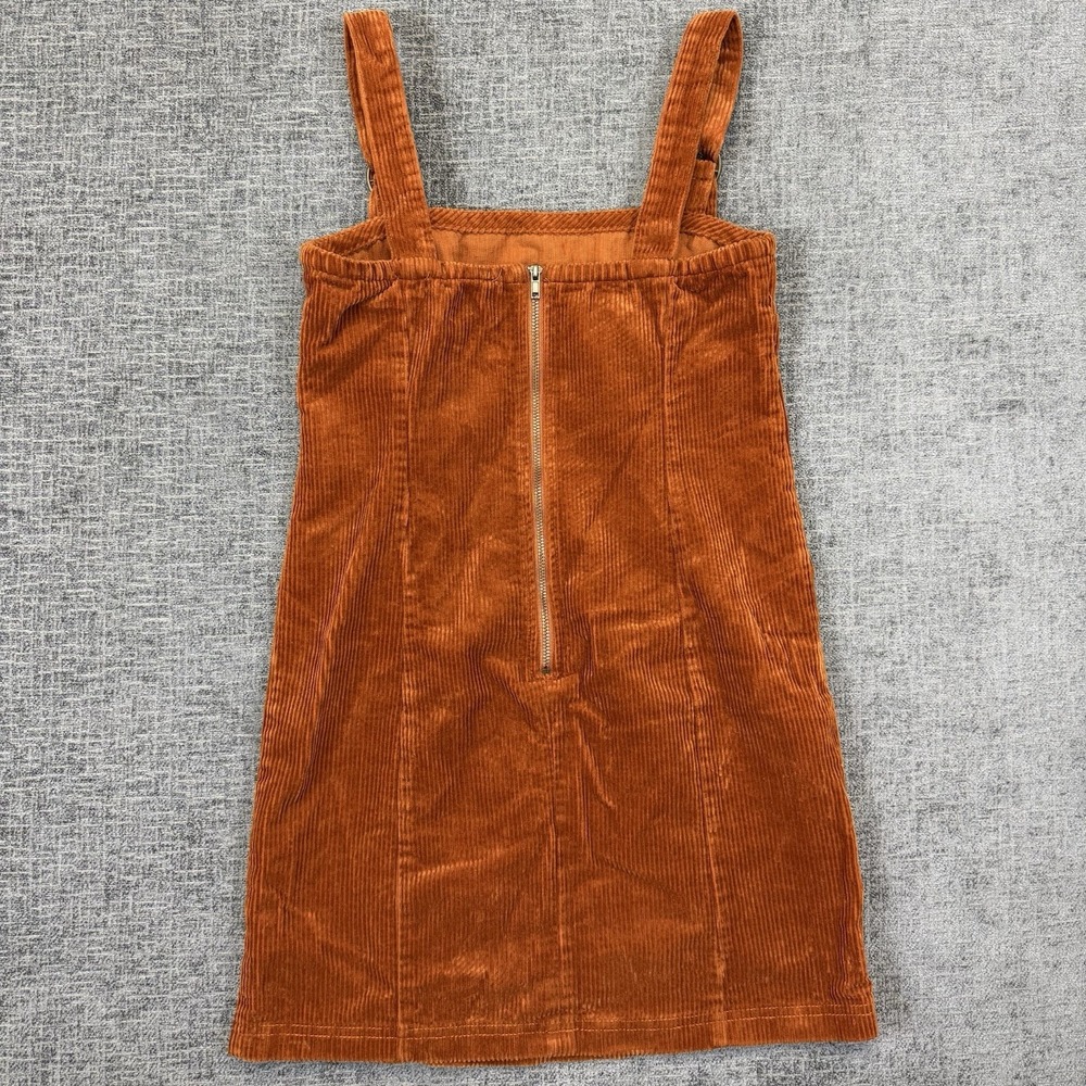 Forever 21 Women's Jumper Overall Dress Size M Orangd Corduroy Mini